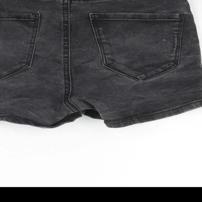 Denim & Co. Womens Grey Cotton Basic Shorts Size 8 L3 in Regular Zip