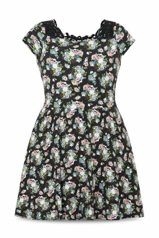 Select Womens Multicoloured Floral Viscose A-Line Size 12 Scoop Neck Pullover - Lace Back Detail