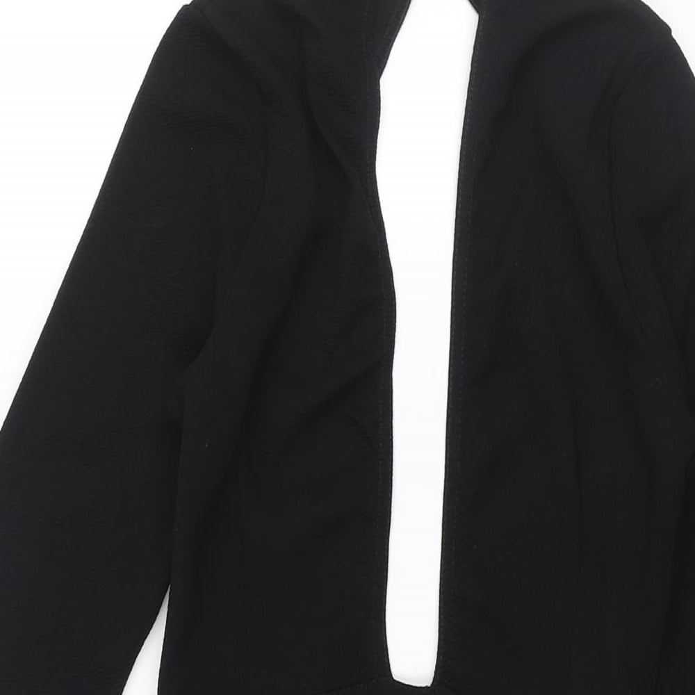 PRETTYLITTLETHING Womens Black Polyester Mini Size 8 V-Neck Button - Backless