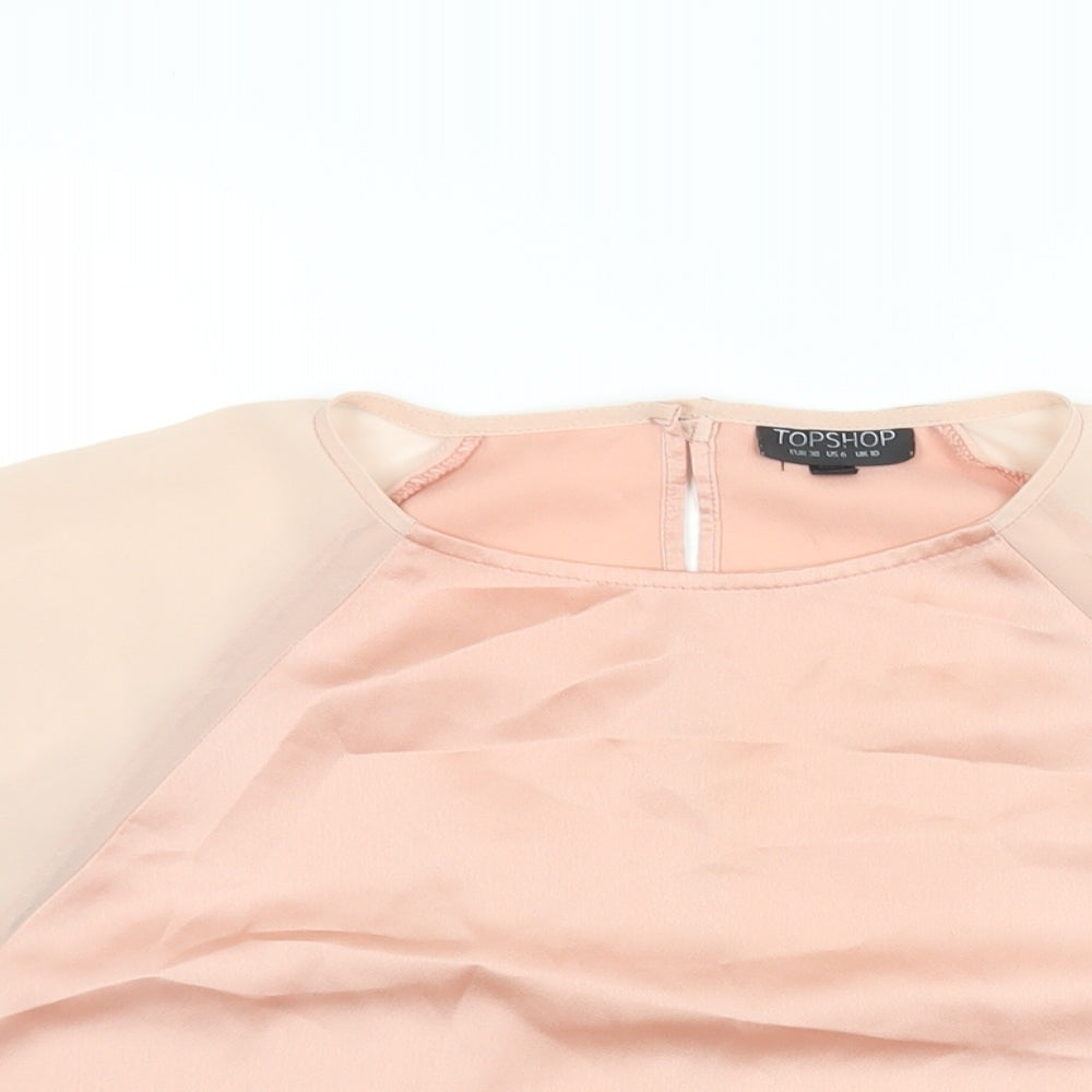 Womens UK Size 10 Topshop Pink Basic Blouse