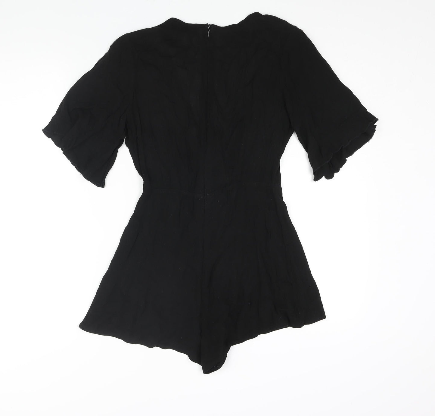 Missguided Womens Black Polyester Playsuit One-Piece Size 6 Zip - Tie Detail