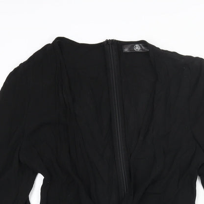 Missguided Womens Black Polyester Playsuit One-Piece Size 6 Zip - Tie Detail