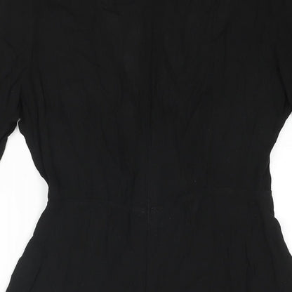 Missguided Womens Black Polyester Playsuit One-Piece Size 6 Zip - Tie Detail