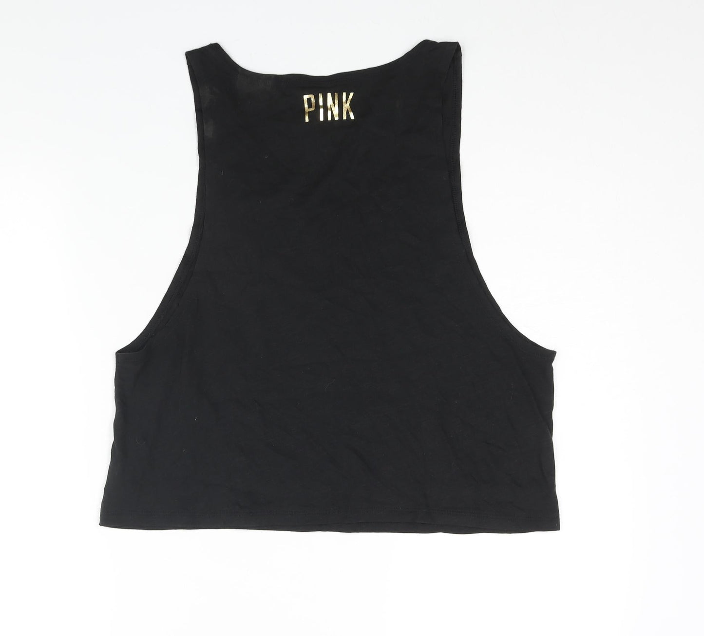Womens UK Size M PINK Black Basic Tank