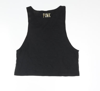 Womens UK Size M PINK Black Basic Tank