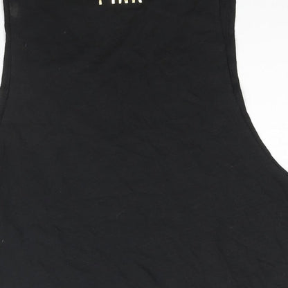 Womens UK Size M PINK Black Basic Tank