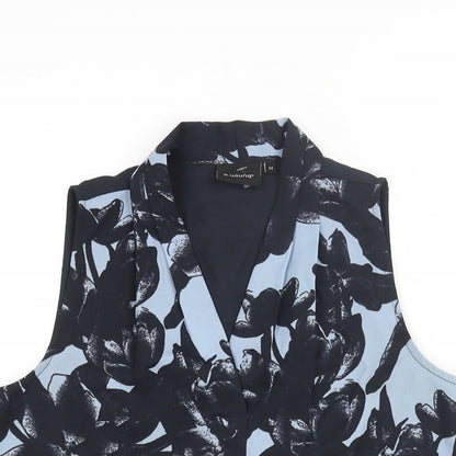 b.young Womens Blue Polyester Basic Blouse Size 6 V-Neck - Floral Print