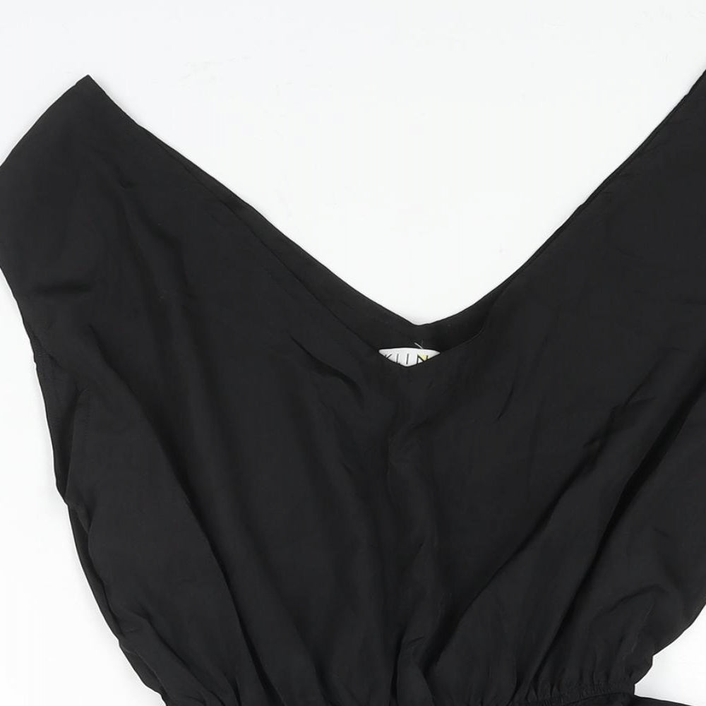 Kling Womens Black Polyester Mini Size 6 V-Neck Pullover