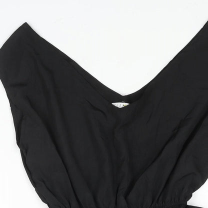 Kling Womens Black Polyester Mini Size 6 V-Neck Pullover