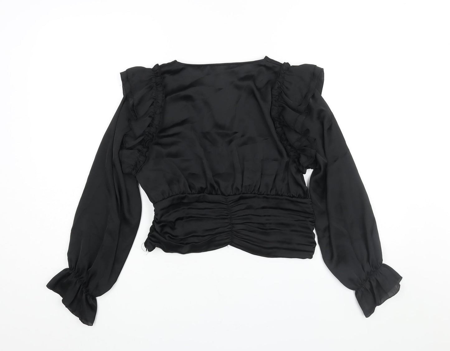 Womens UK Size M Zara Black Cropped Blouse