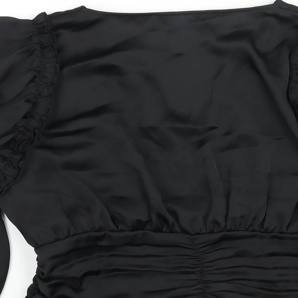 Womens UK Size M Zara Black Cropped Blouse
