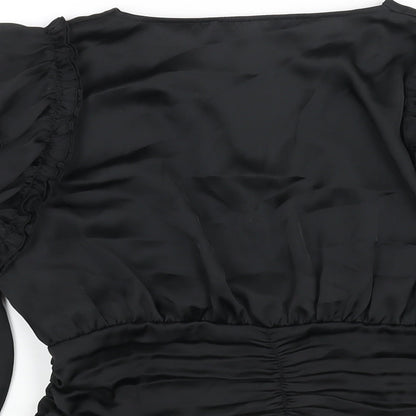 Womens UK Size M Zara Black Cropped Blouse