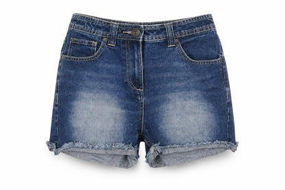 Authentic Womens Blue Cotton Boyfriend Shorts Size 10 L3 in Regular Zip