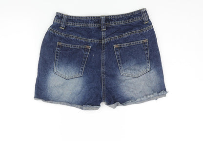 Authentic Denim Womens Blue Cotton Boyfriend Shorts Size 10 L3 in Regular Zip