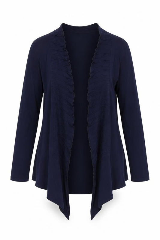Bassini Womens Blue Viscose Kimono Blouse Size S V-Neck - Size S-M Waterfall Front