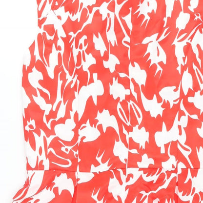 Floryday Womens Red Geometric Polyester Fit & Flare Size L Boat Neck Zip