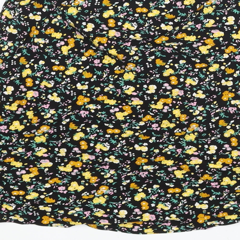 ASOS Womens Multicoloured Floral Viscose A-Line Skirt Size 4 - Elasticated Waist