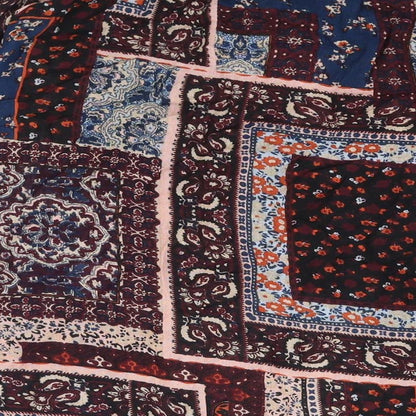 Boohoo Womens Multicoloured Geometric Viscose Basic Blouse Size 10 Off the Shoulder - Frill Bow Detail