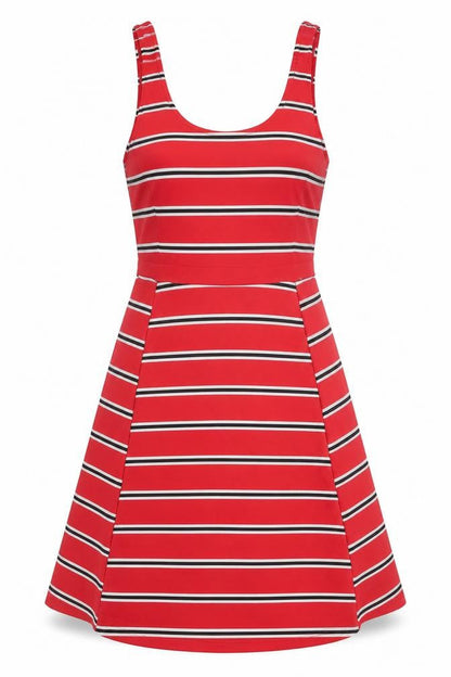 Divided by H&M Womens Red Striped Polyester A-Line Size 4 Scoop Neck Pullover