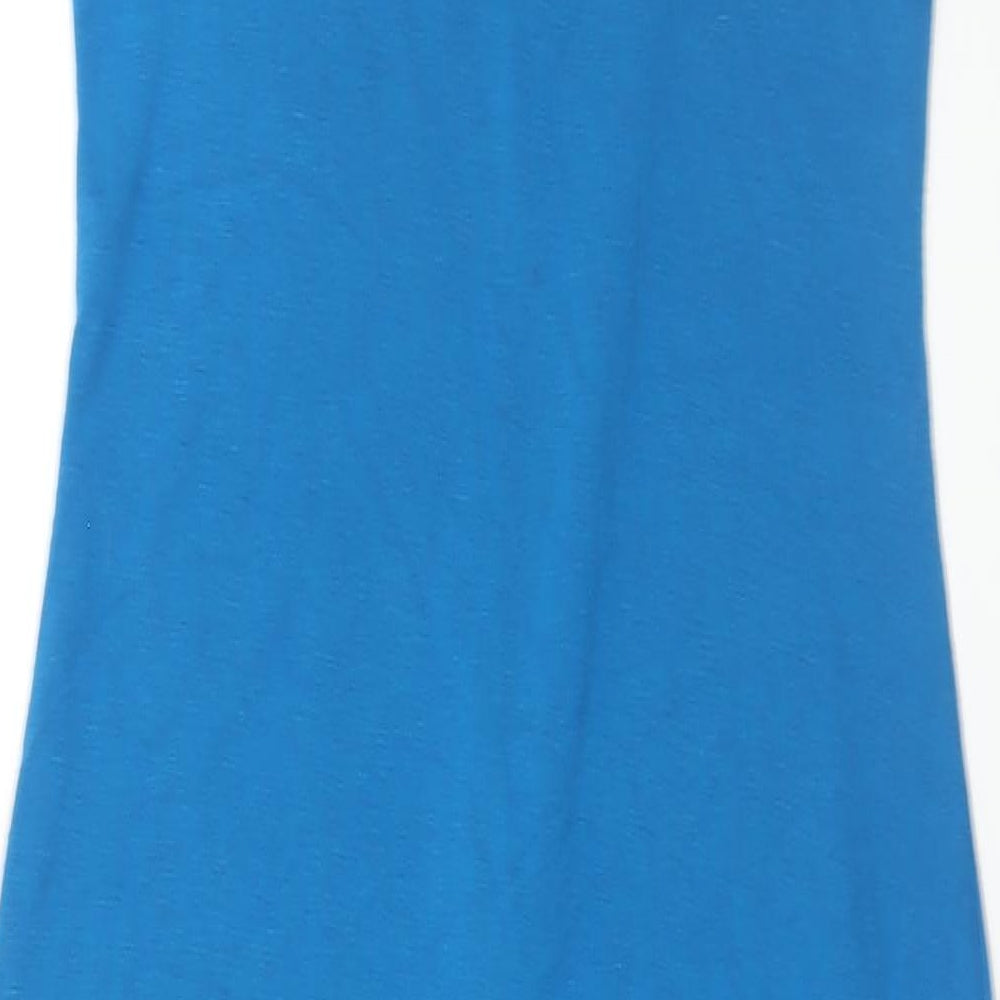 Dynamite Womens Blue Polyester Maxi Size M V-Neck Pullover - Side Slits