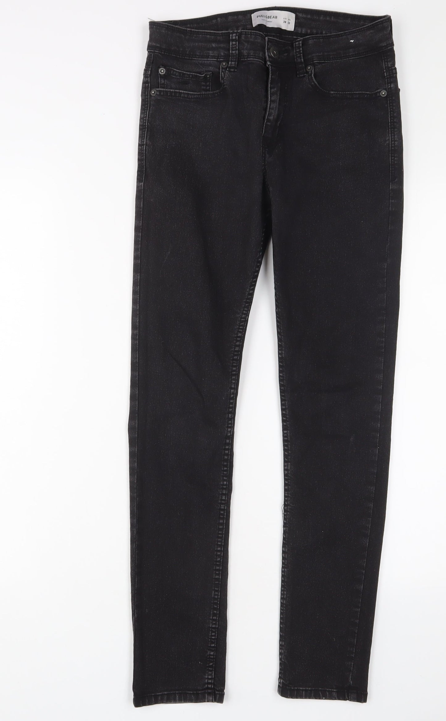 Pull&Bear Womens Black Cotton Skinny Jeans Size 10 L27 in Regular Zip