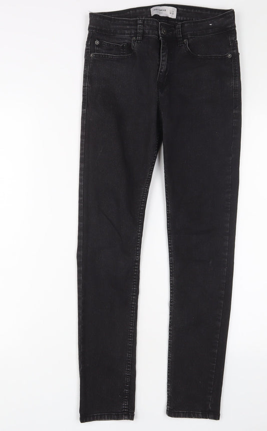 Pull&Bear Womens Black Cotton Skinny Jeans Size 10 L27 in Regular Zip