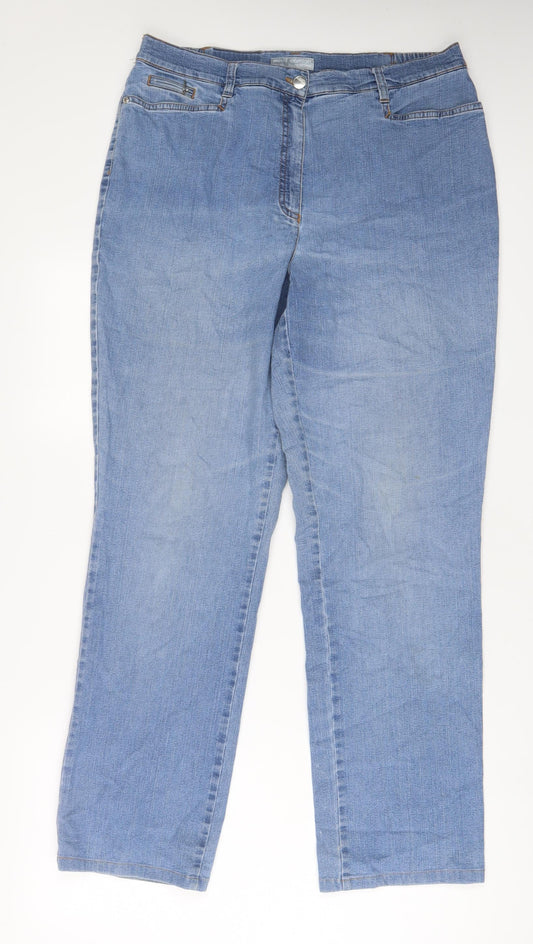 GARDEUR Womens Blue Cotton Straight Jeans Size 34 in L30 in Regular Zip