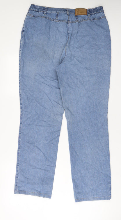 GARDEUR Womens Blue Cotton Straight Jeans Size 34 in L30 in Regular Zip