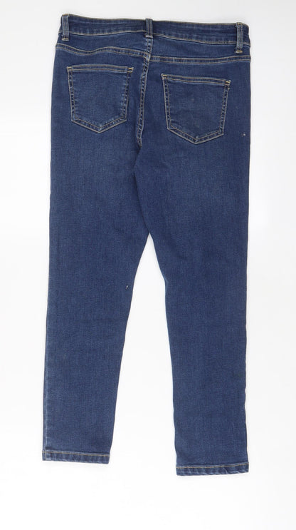 TU Womens Blue Cotton Skinny Jeans Size 10 L23 in Regular Zip