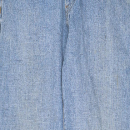 Easy Mens Blue Cotton Straight Jeans Size 34 in L30 in Regular Zip
