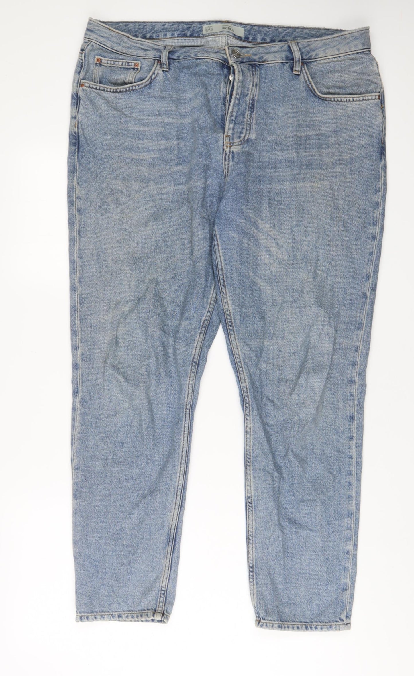 Topshop Womens Blue Cotton Straight Jeans Size 34 in L34 in Regular Button