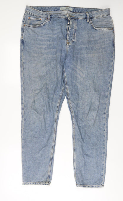 Topshop Womens Blue Cotton Straight Jeans Size 34 in L34 in Regular Button