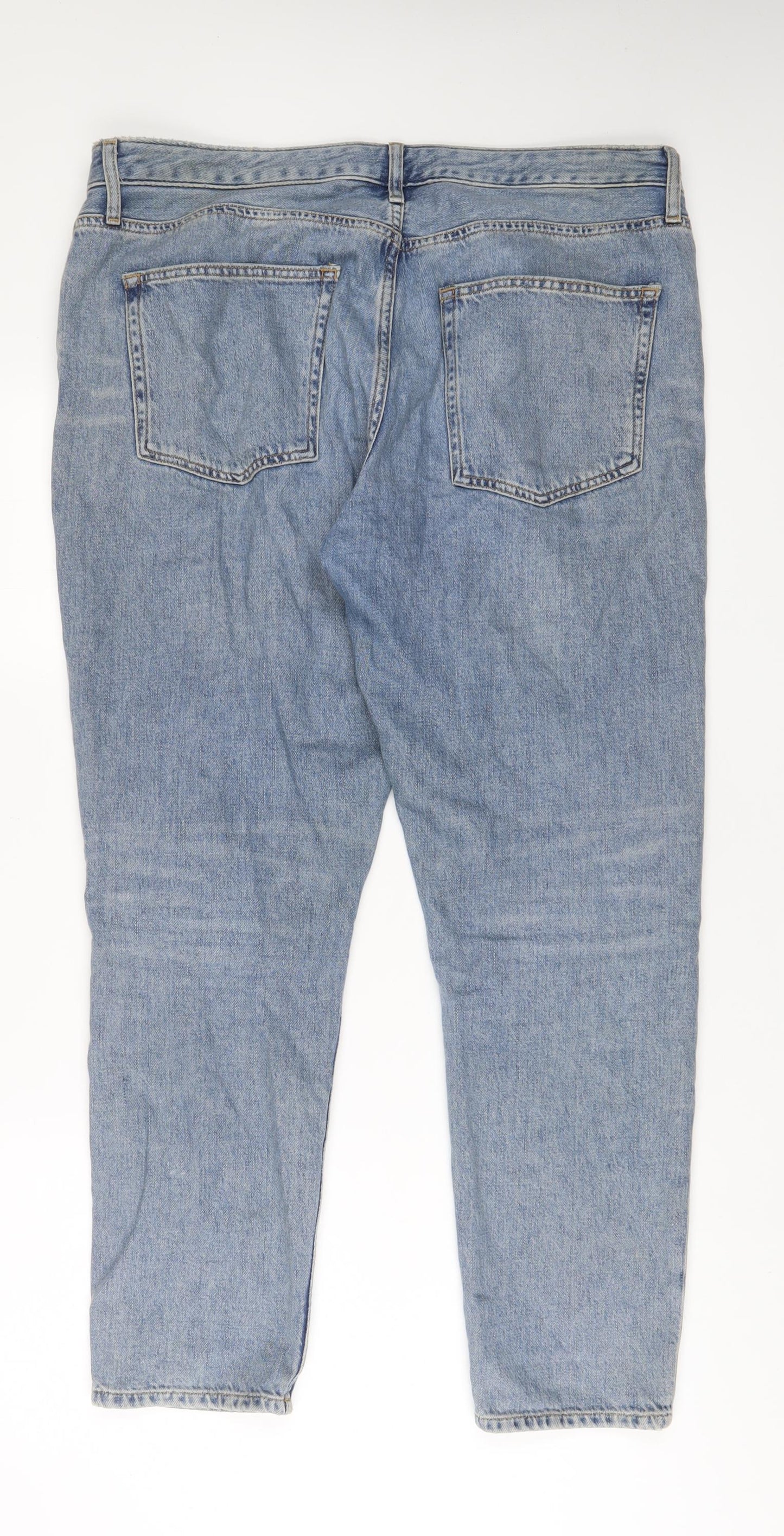 Topshop Womens Blue Cotton Straight Jeans Size 34 in L34 in Regular Button