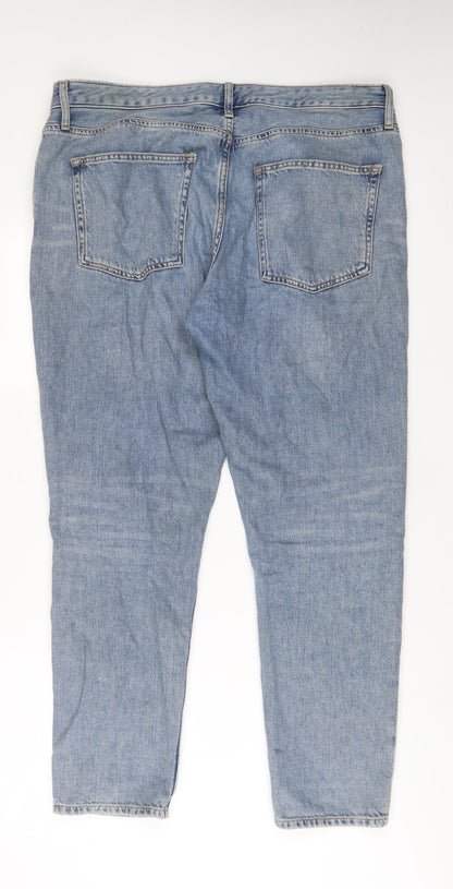 Topshop Womens Blue Cotton Straight Jeans Size 34 in L34 in Regular Button