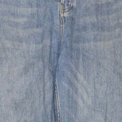 Topshop Womens Blue Cotton Straight Jeans Size 34 in L34 in Regular Button