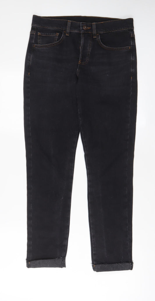 COLLUSION Womens Black Cotton Straight Jeans Size 28 in L29 in Regular Zip