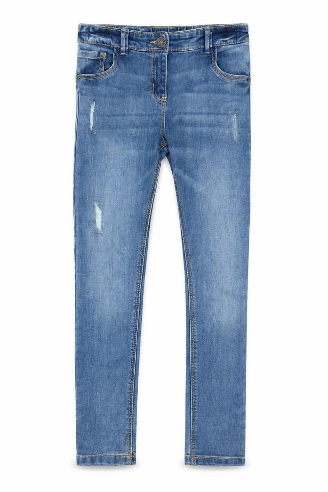 Front view of Tu boys’ blue cotton skinny jeans, size 9, months, 23-inch leg regular zip - adjustable waist