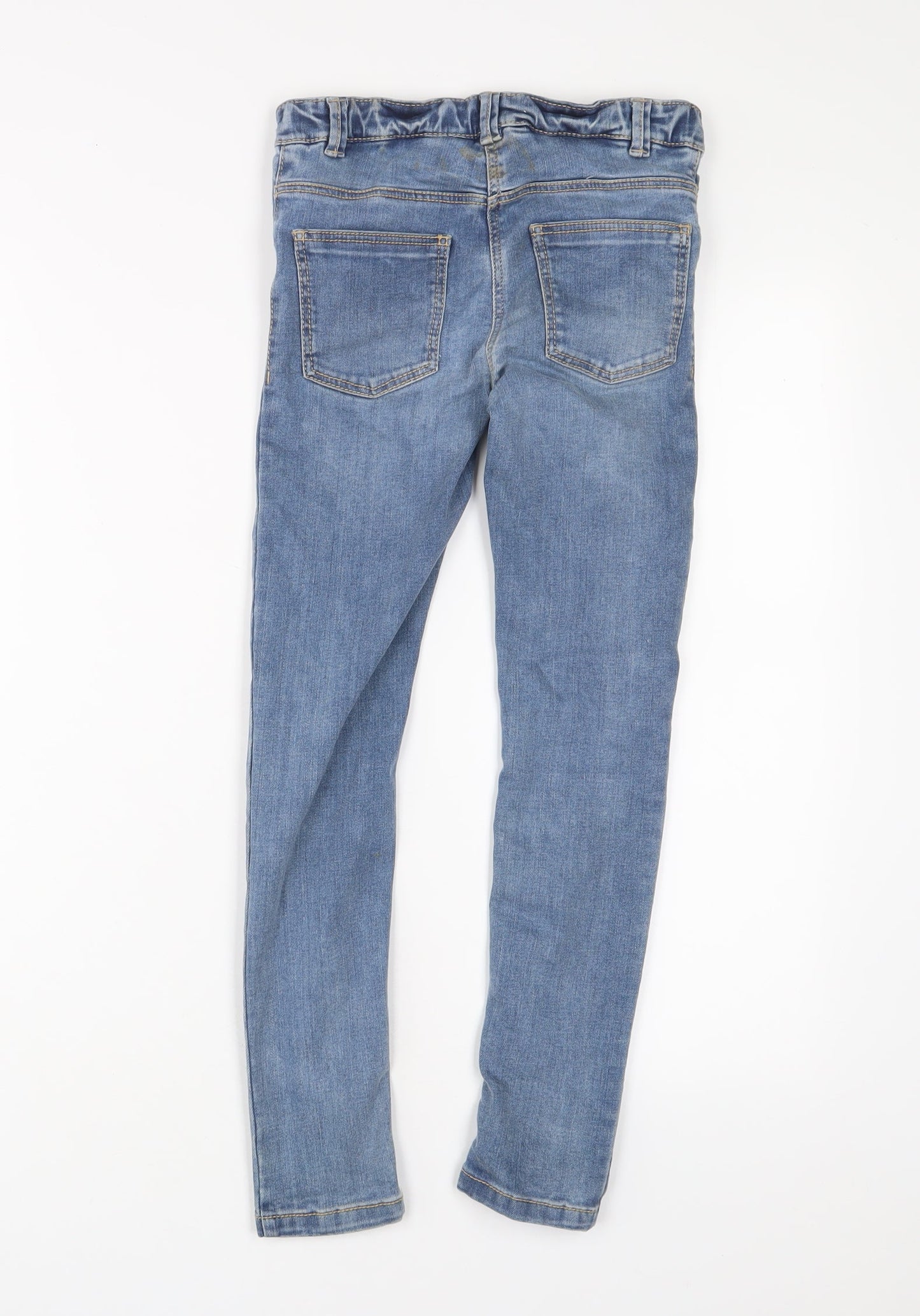 TU Boys Blue Cotton Skinny Jeans Size 9 Months L23 in Regular Zip - Adjustable waist