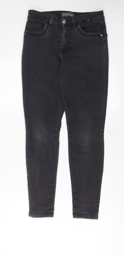 Denim & Co. Womens Grey Cotton Skinny Jeans Size 8 L26 in Regular Zip