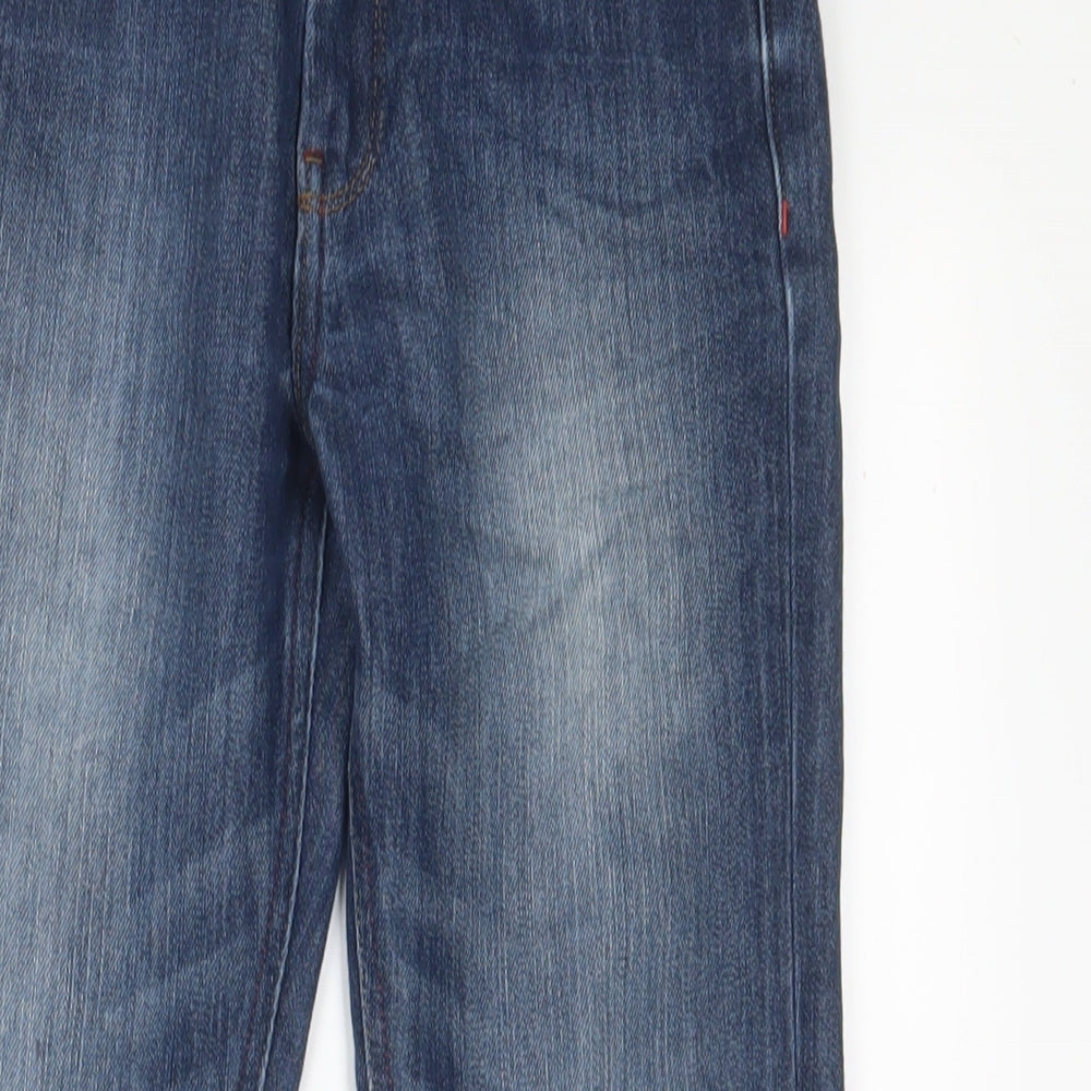 NEXT Boys Blue Cotton Straight Jeans Size 9 Months L23 in Regular Zip - Adjustable waist