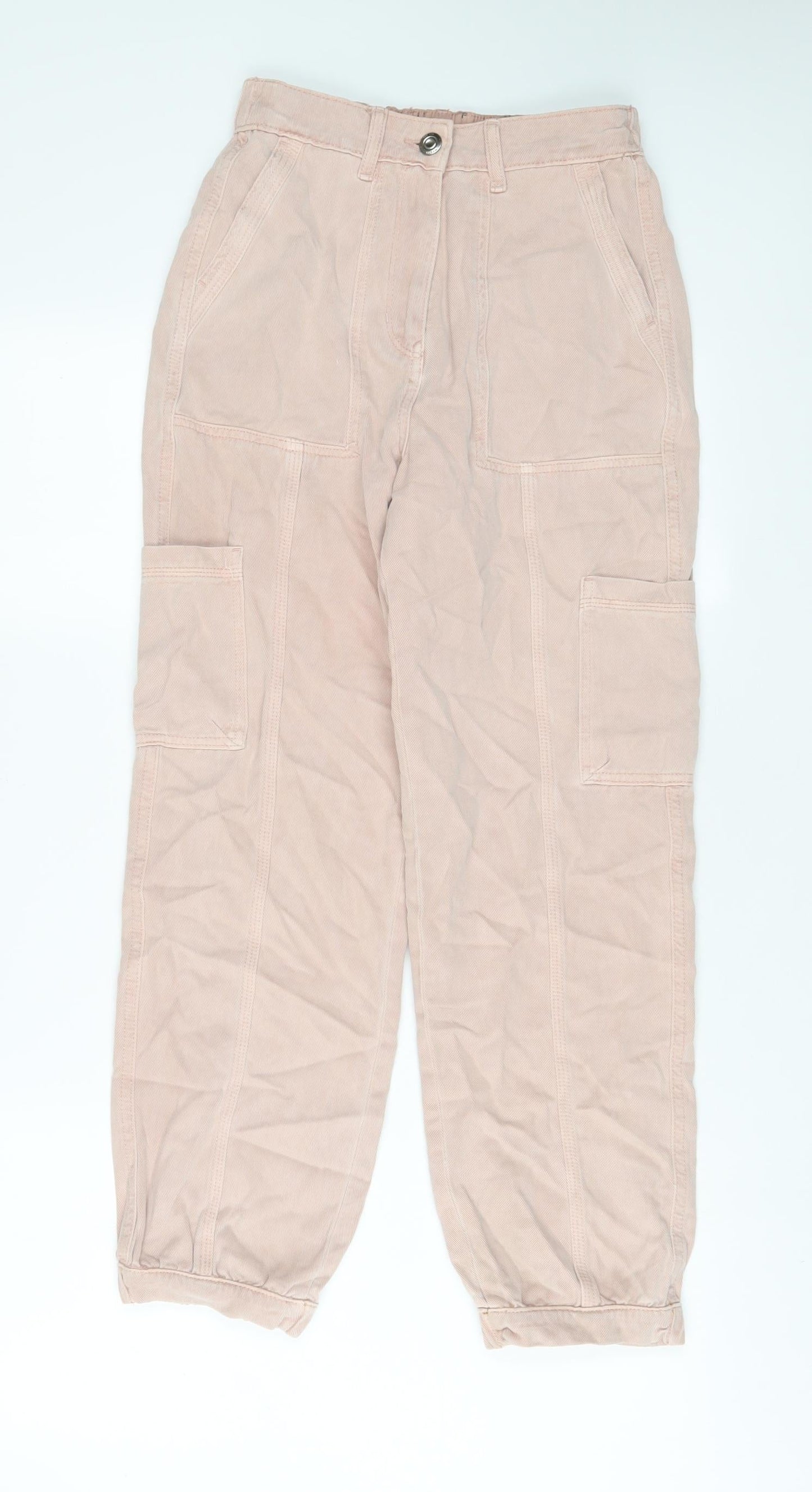 Per Una Womens Pink Cotton Tapered Jeans Size 24 in L26 in Regular Zip