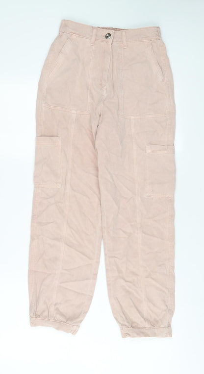 Per Una Womens Pink Cotton Tapered Jeans Size 24 in L26 in Regular Zip