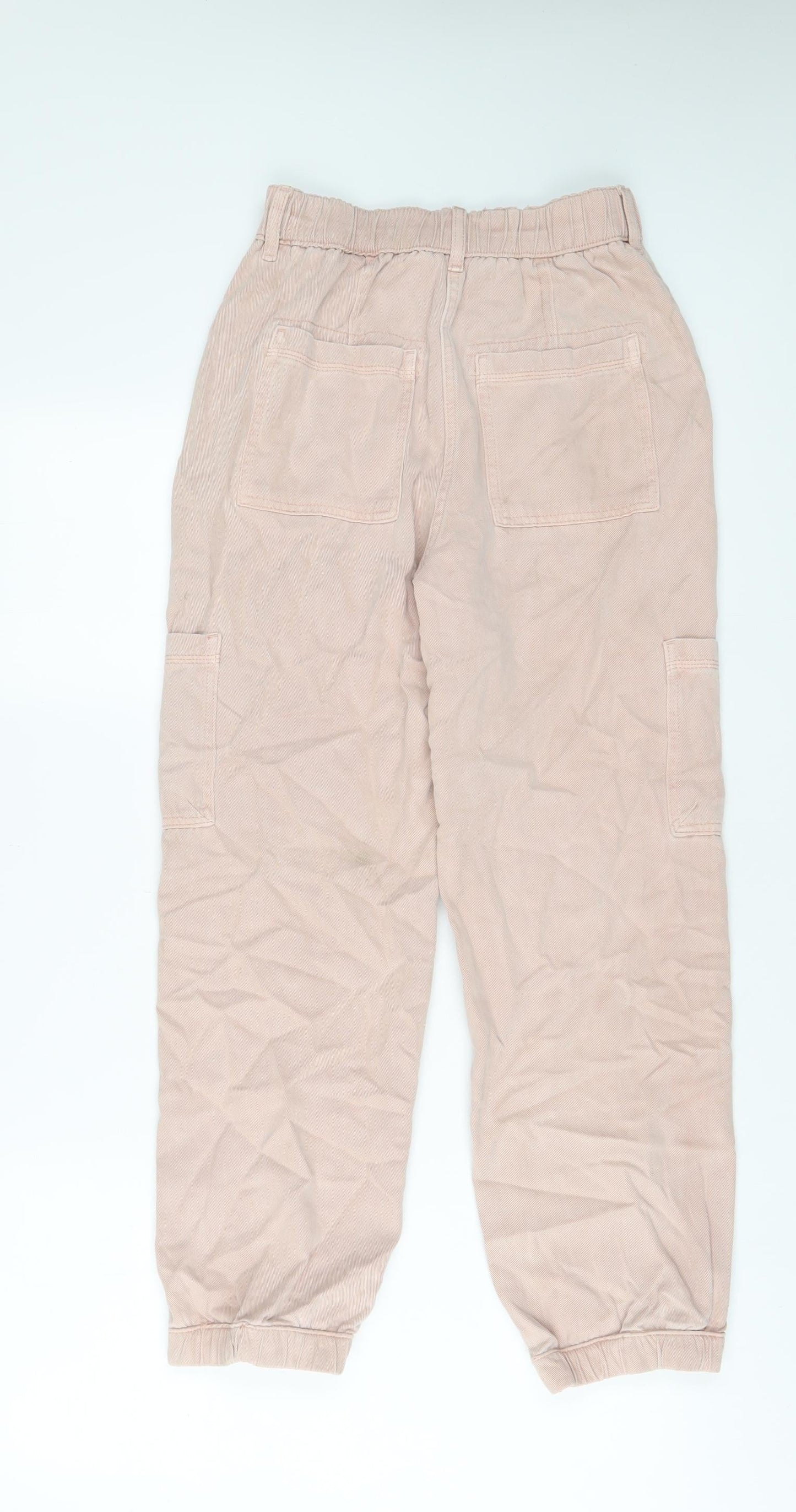 Per Una Womens Pink Cotton Tapered Jeans Size 24 in L26 in Regular Zip