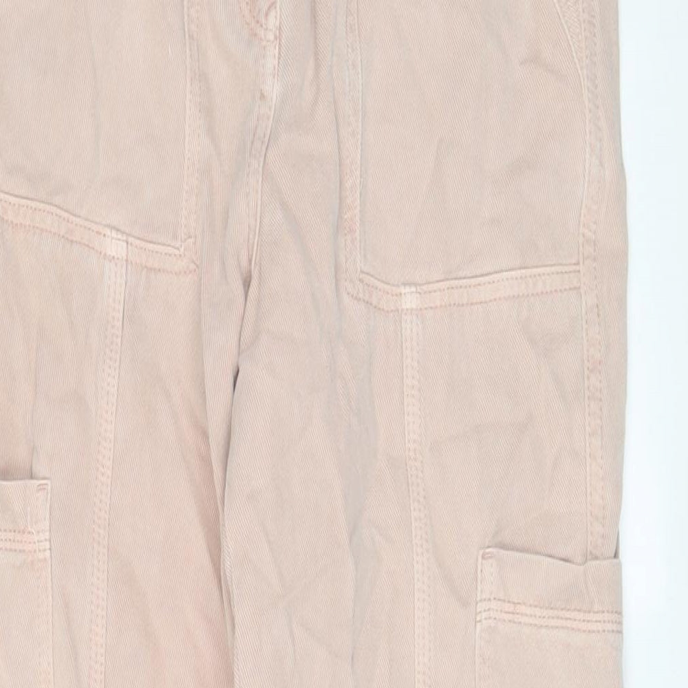 Per Una Womens Pink Cotton Tapered Jeans Size 24 in L26 in Regular Zip