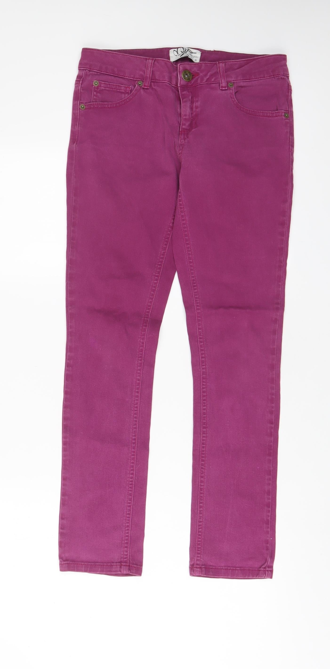 Miss Selfridge Womens Purple Cotton Skinny Jeans Size 10 L28 in Regular Zip