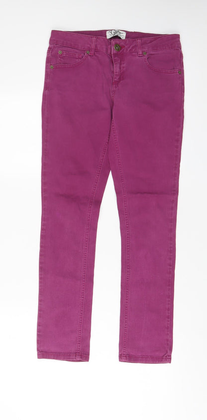 Miss Selfridge Womens Purple Cotton Skinny Jeans Size 10 L28 in Regular Zip