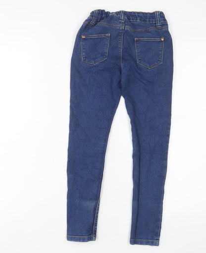 Denim & Co. Girls Blue Cotton Skinny Jeans Size 8-9 Years L22 in Regular Zip - Adjustable waist