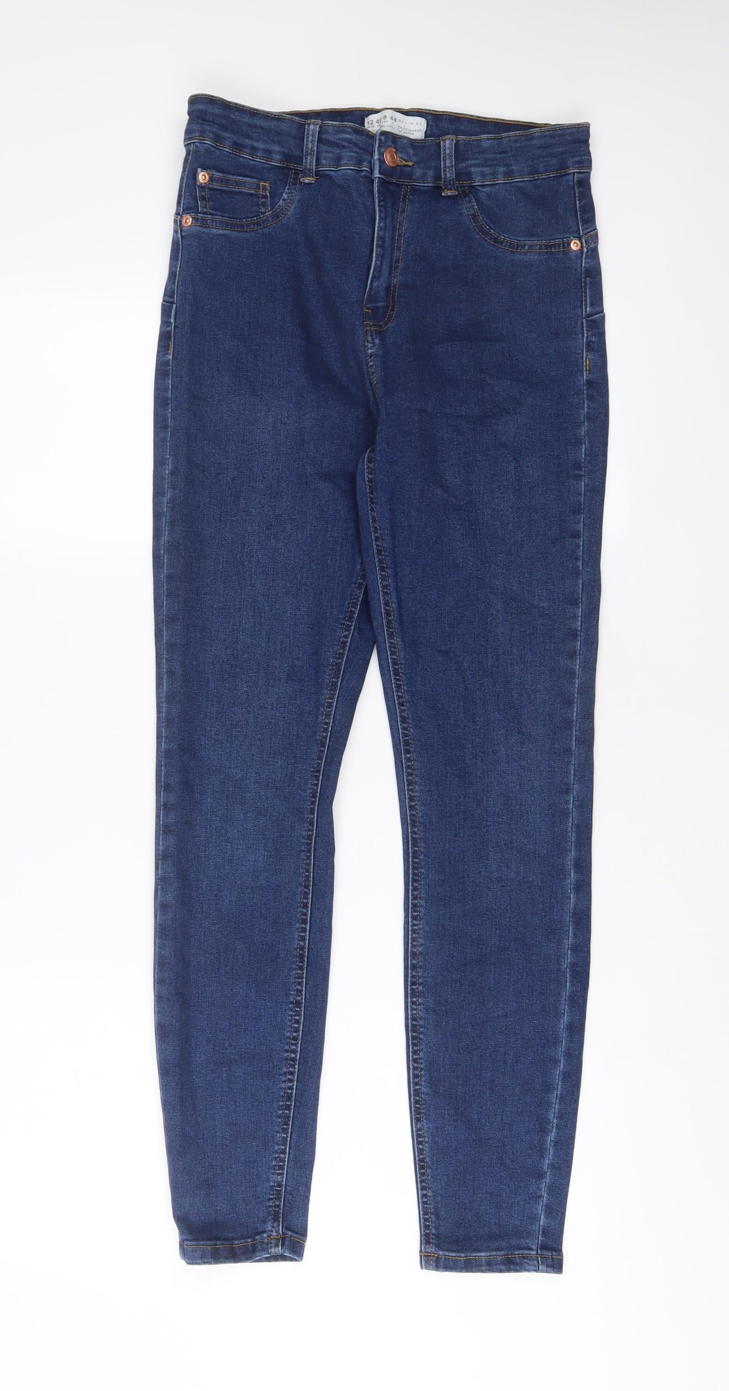 Denim & Co. Womens Blue Cotton Skinny Jeans Size 12 L28 in Regular Zip