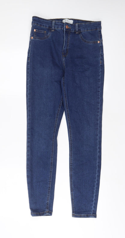 Denim & Co. Womens Blue Cotton Skinny Jeans Size 12 L28 in Regular Zip