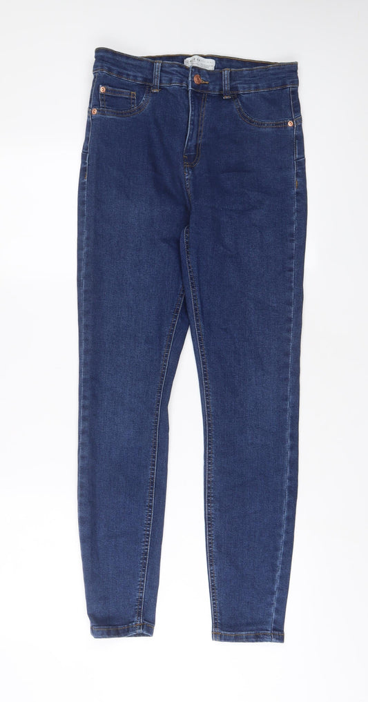 Denim & Co. Womens Blue Cotton Skinny Jeans Size 12 L28 in Regular Zip